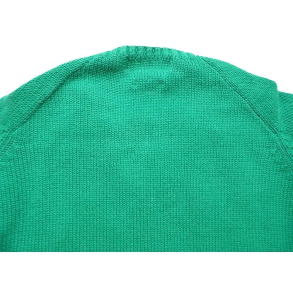 VTG Polo Ralph Lauren Crewneck Sweater Heavy Cotton Knit Men Large Green Pony 90